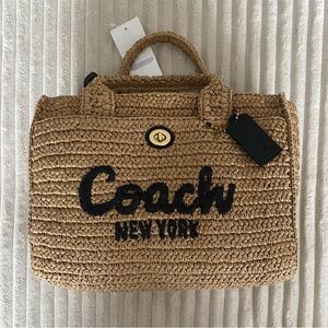 ** SOLD!! ** COACH SMALL CARGO STRAW TOTE 26